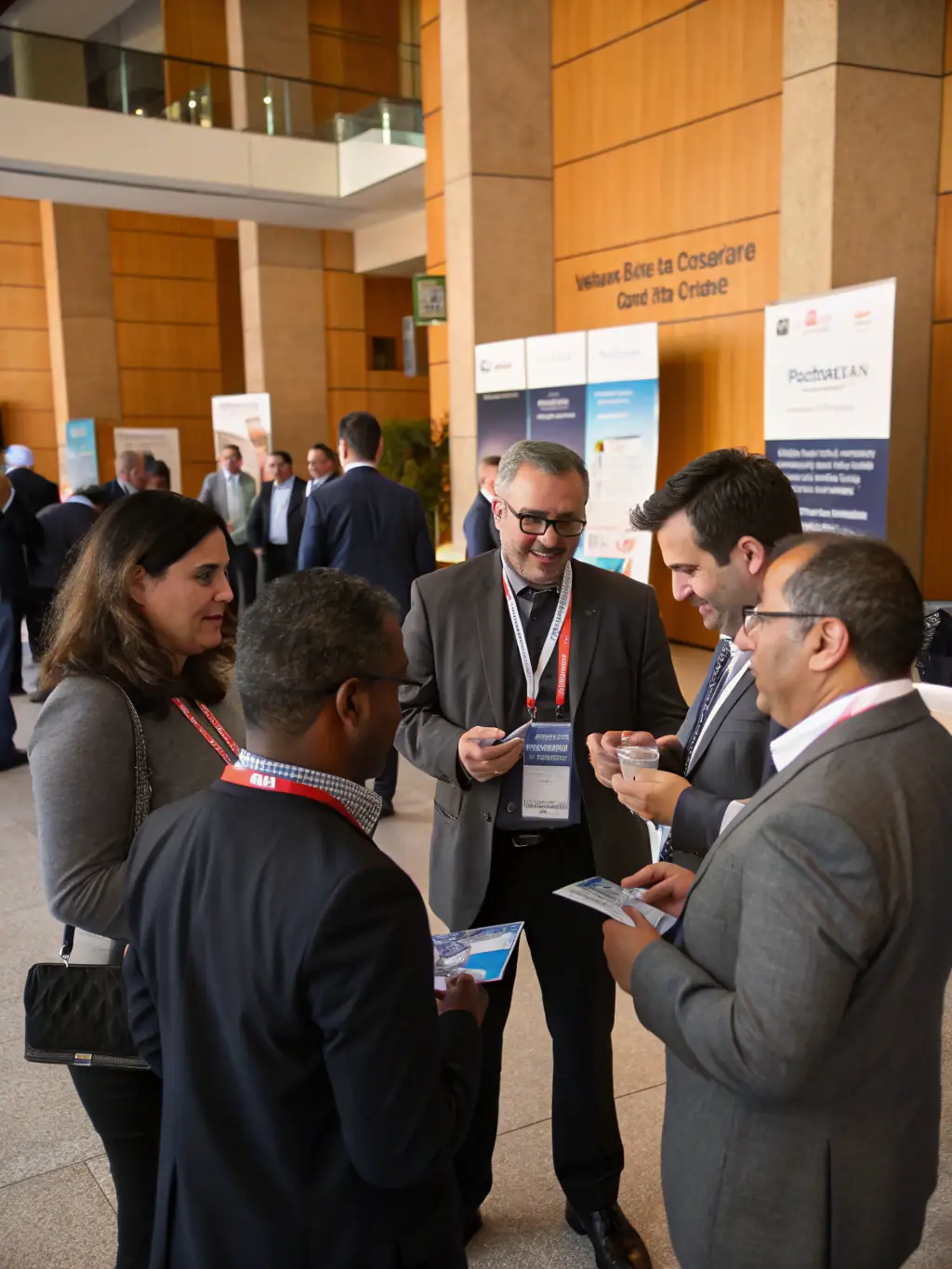 Attendees networking and discussing investment opportunities during a break at the Leadership & Strategy Conference.